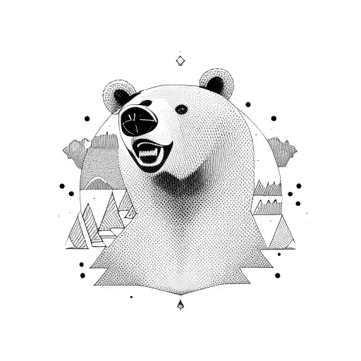 Minimalist Bear With Mountain
