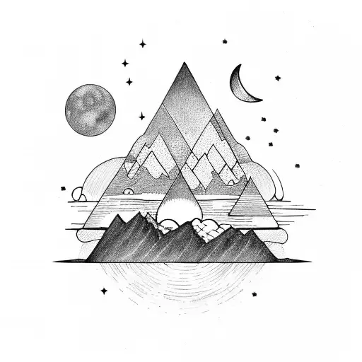 Triangle With Mountains And Moon