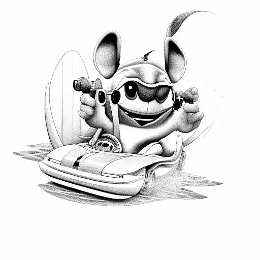 Lilo And Stich In A F1 Race Car
