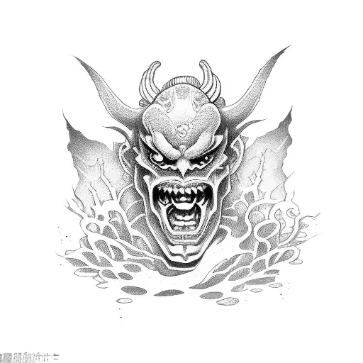 Japanese Demon Girl With A Bloody Heart In Her Hand