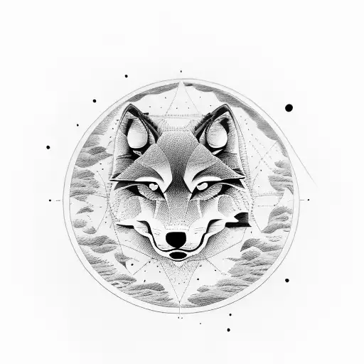 A Topographic Map Overlayed With A Silhouette Of A Wolf Howling At The Moon