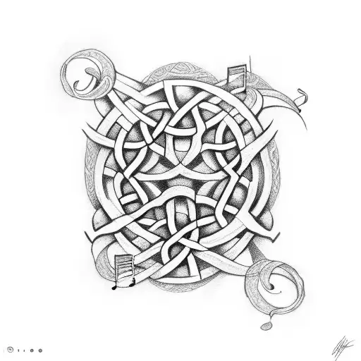 Musical Notes Intertwined With Celtic Symbols