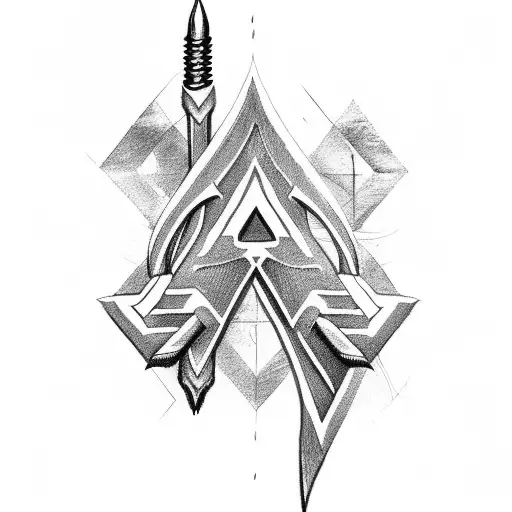 Arrow With The Letters I A J Z Tattoo