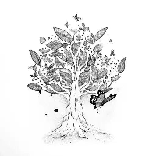 Olive Tree With A Butterfly