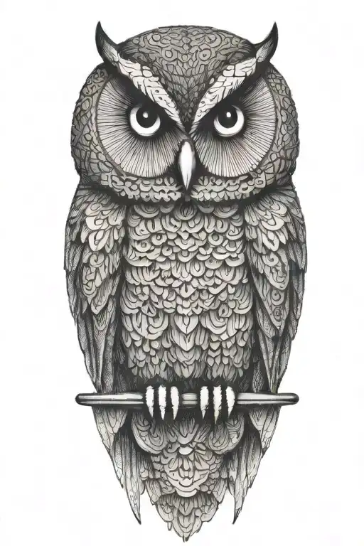 Owl Perched In Mountains