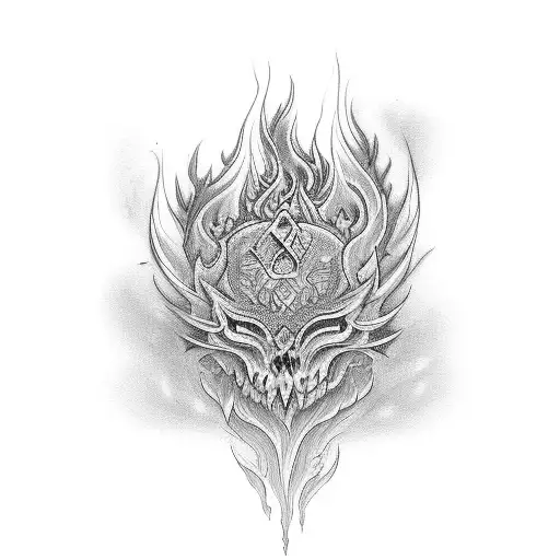 An Intricate Tattoo Design Of A Burinig Match Stick With Fire And Smoke Twirling Above