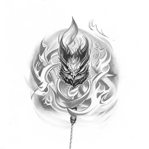A Tattoo Design Of A Burinig Match Stick With Fire And Smoke Twirling Above