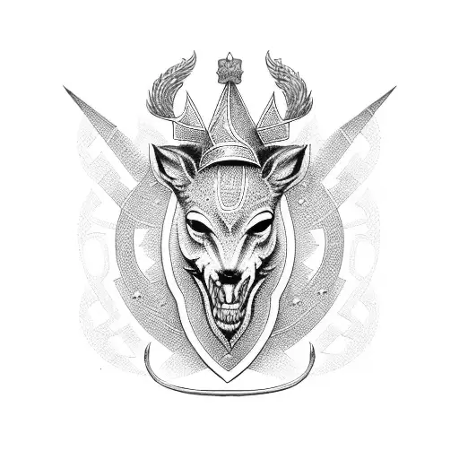 Design A Marechaussee Badge With A Steenbok And Norse Runes In Dotwork Style