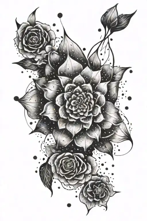 An Abstract Representation Of A Galaxy Merging With A Blooming Flower