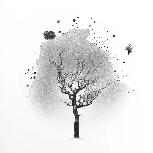 A Tree Growing Out Of A Broken Vase Repaired With Kitsungi Gold Scars