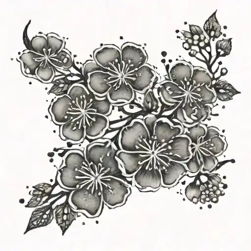 Black And White Plum Blossom Branches On A Paw Print