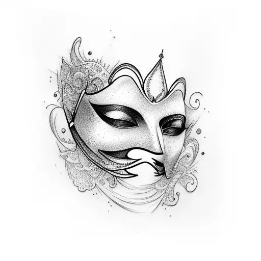 Half Arm With 5 Drama Mask Tattoos With Different Emotions