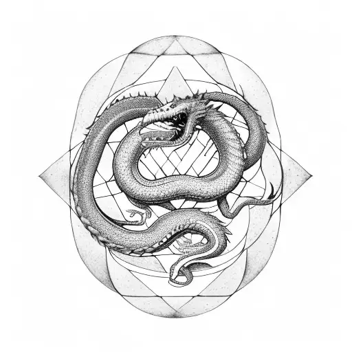 Ouroboros Snake Eating A Dragon's Tail Infinity Symbol