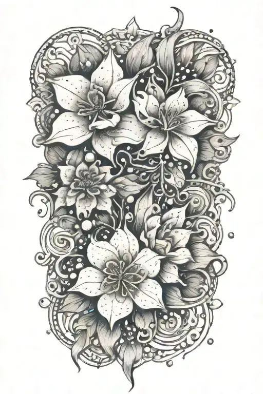 An Intricate Floral Design Incorporating Water Elements