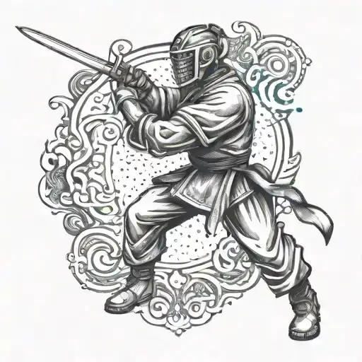 Design A Tattoo Of A Warrior Practicing Taekwondo With Fiery Passion