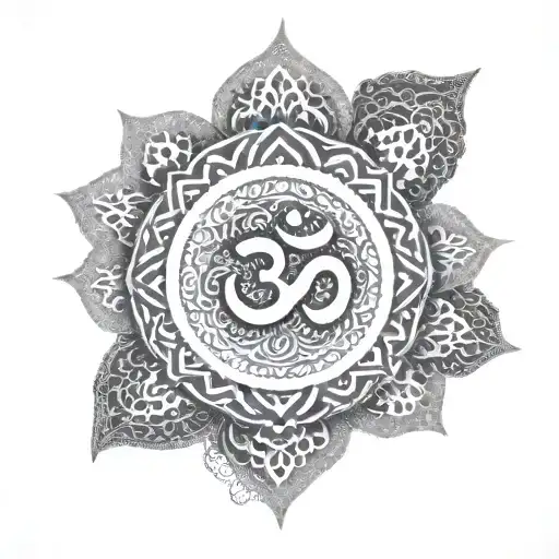 Om Symbol Surrounded By Mandala Design Inspired