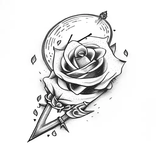 Dagger With Arrow And Roses