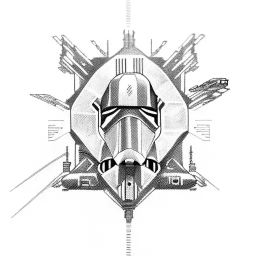 A Cyberpunk-inspired Design Featuring A Futuristic Interpretation Of A Star Wars Spaceship