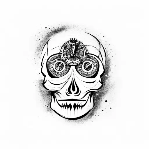 Skull With A Clock