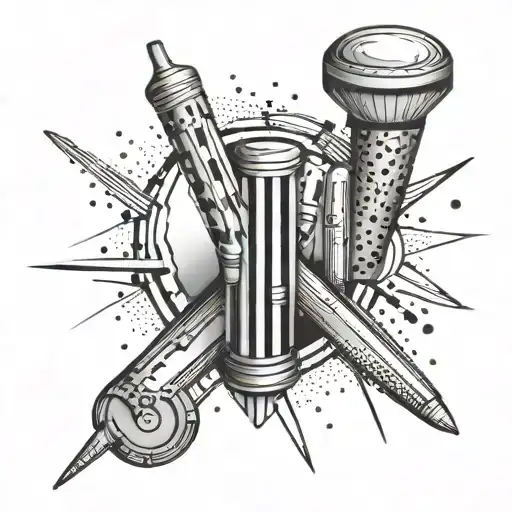 Abstract Geometric Design Incorporating Cricket Stumps And Bails