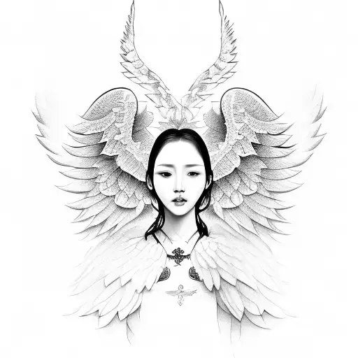 An Angel With Wings Made Of Traditional Korean Patterns