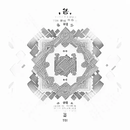 Traditional Korean Patterns Around A Breast Cancer Ribbon