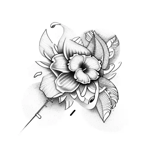 Music Notes Tropical Flowers Bird Sleeve