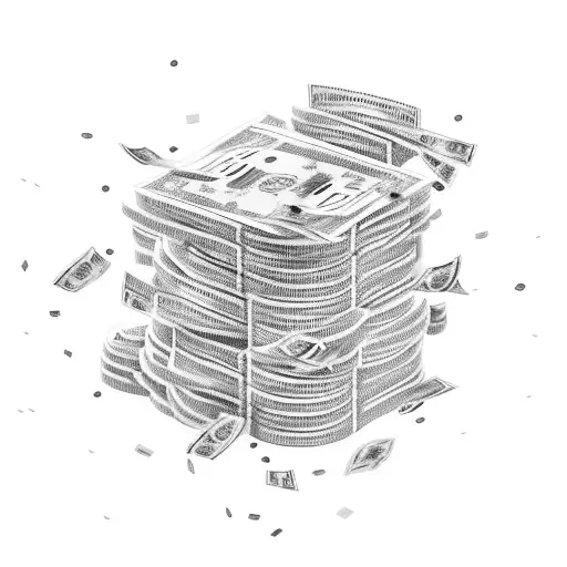 A Stack Of Cash Raining Down On A Battlefield With Explosions In The Background