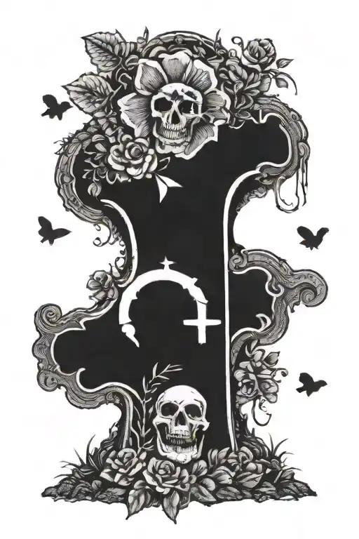 Tombstone Design Incorporating Symbols Of Family And Friends