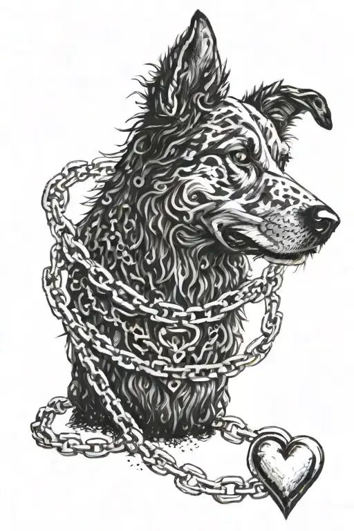 Dog And Heart In Chains
