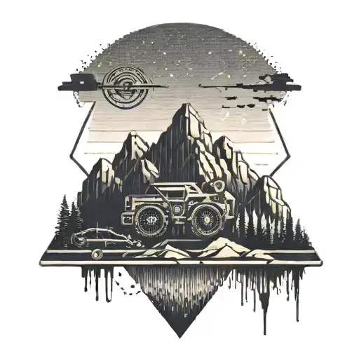 Mechanic Tools Forming A Mountain Range Silhouette