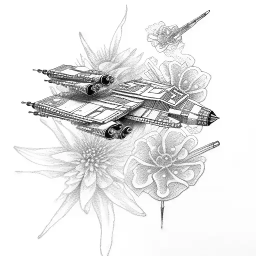 X Wing Fighter And Flowers