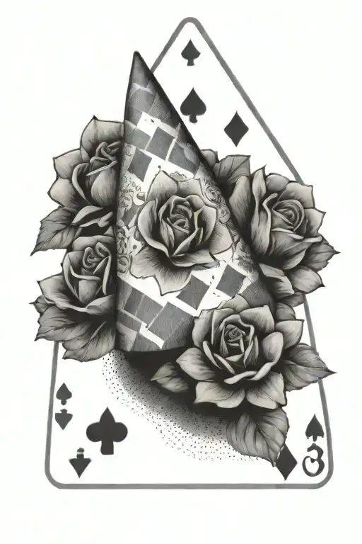 Traffic Cone With Narcissistic Flowers And 333 Deck Of Cards