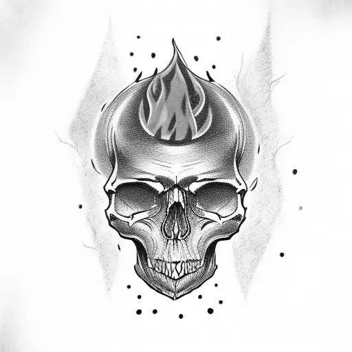 Skull With Tribal Flames And Smoke