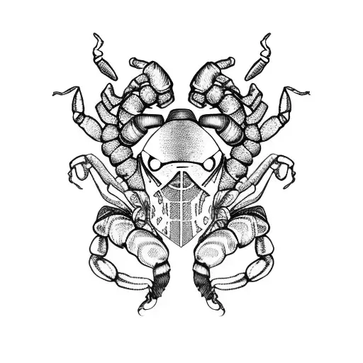 Scorpion With Heart Background And Theater Masks