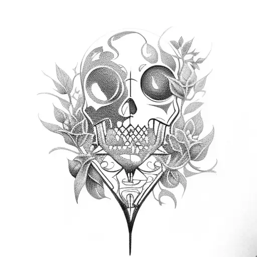 A Broken Hourglass Overgrown With Plants And A Silhouette Of A Backer In The Center