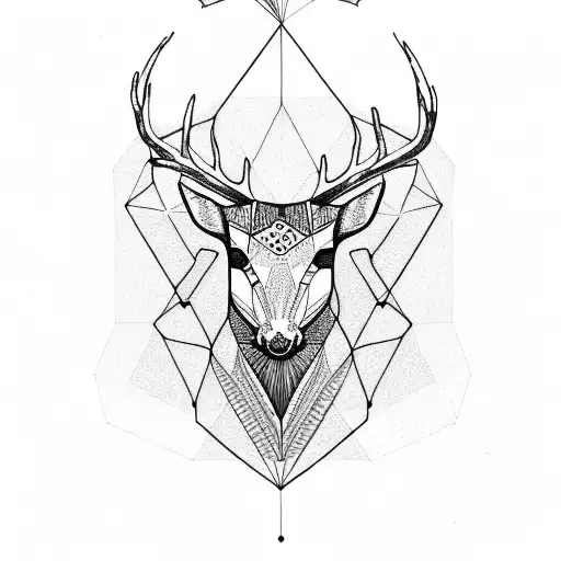 Geometrical Deer With Dreams Catcher