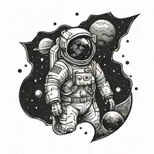 Space Astronaut Planets Dark Hole Eating Star