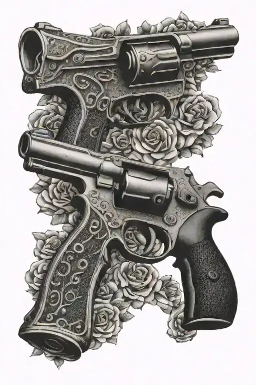Matching Gun Tattoos Representing Mothers Love