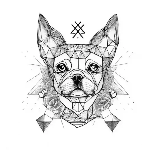 A Geometric Design Incorporating A Dog And A Peace Symbol