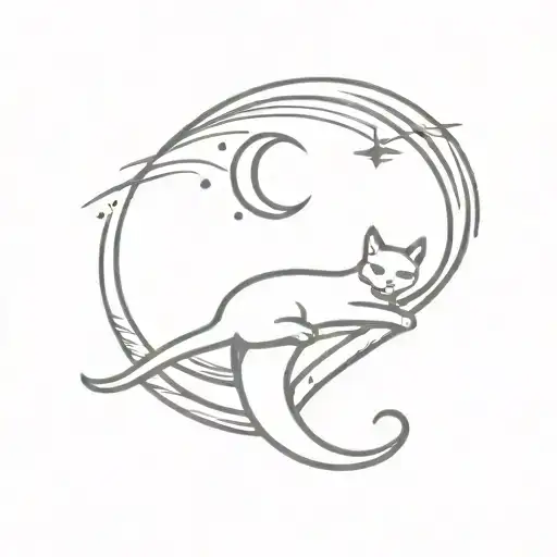 Crescent Moon And Cat