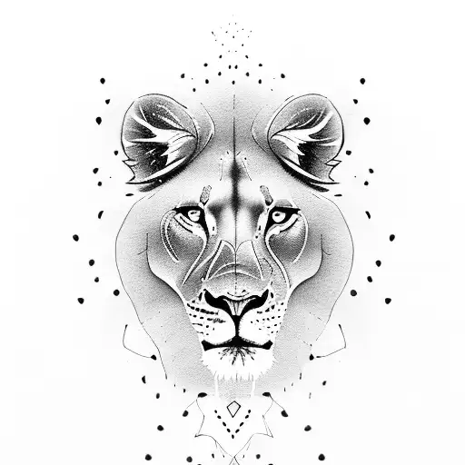 Lioness In Sunset With Baby