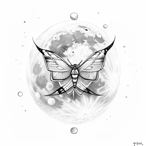 Moon With A Moth And A Little X In It Somewhere