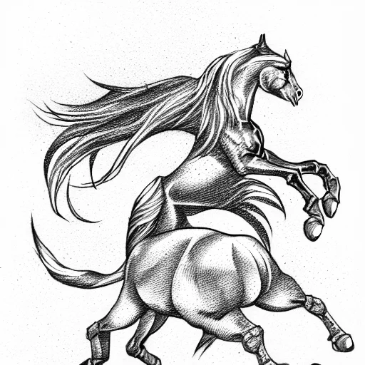 Griffin Fighting A Horse Symmetrical