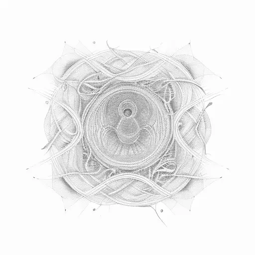 An Abstract Representation Of Sound Waves Intertwining With Plant Vines And Waffle Patterns