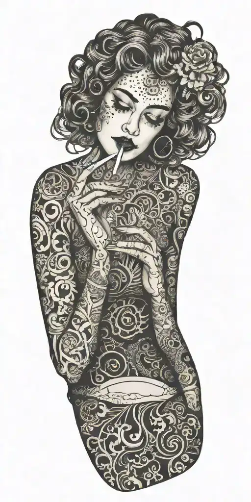 A Woman Smoking A Cigarette