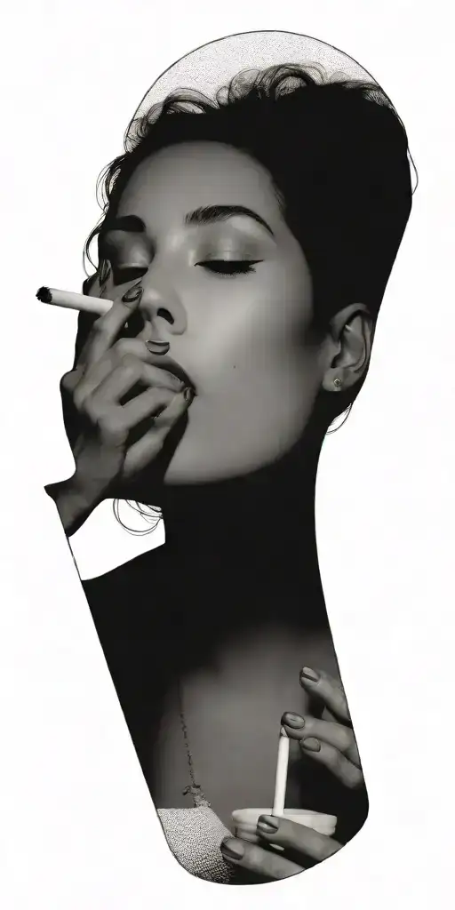 A Woman Smoking A Cigarette