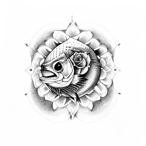 Bass Fish With Rose And Ovarian Cancer Logo