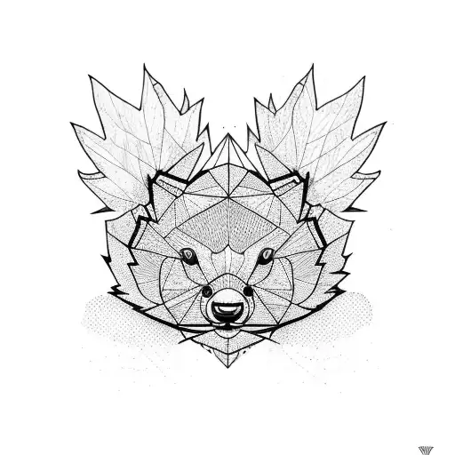 Geometric Beaver Tattoo With Canadian Maple Leaf