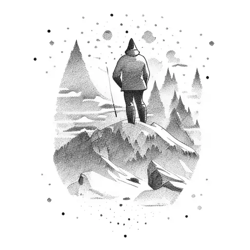 Man On Mountain With Storm Around Him